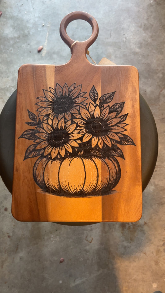 Medium Pumpkin Sunflower Handle Board